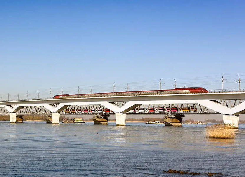 Prefabricated steel and concrete bridge