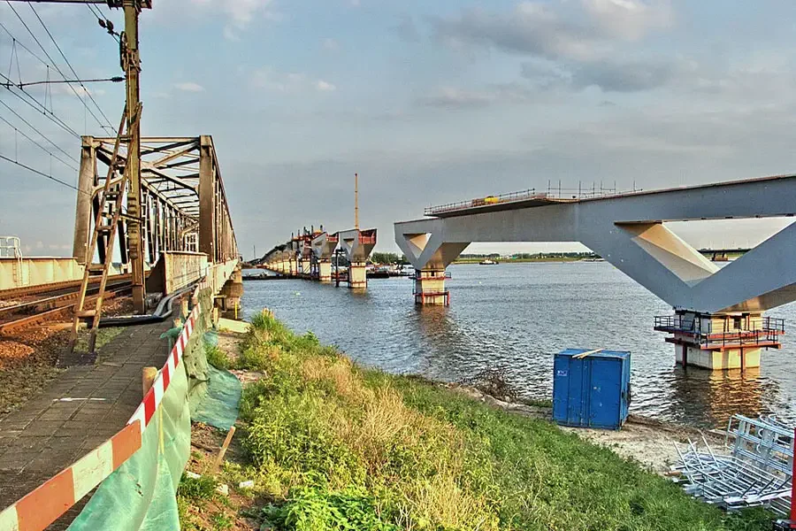 HSL High Speed Rail Line bridge construction Hollandsch Diep