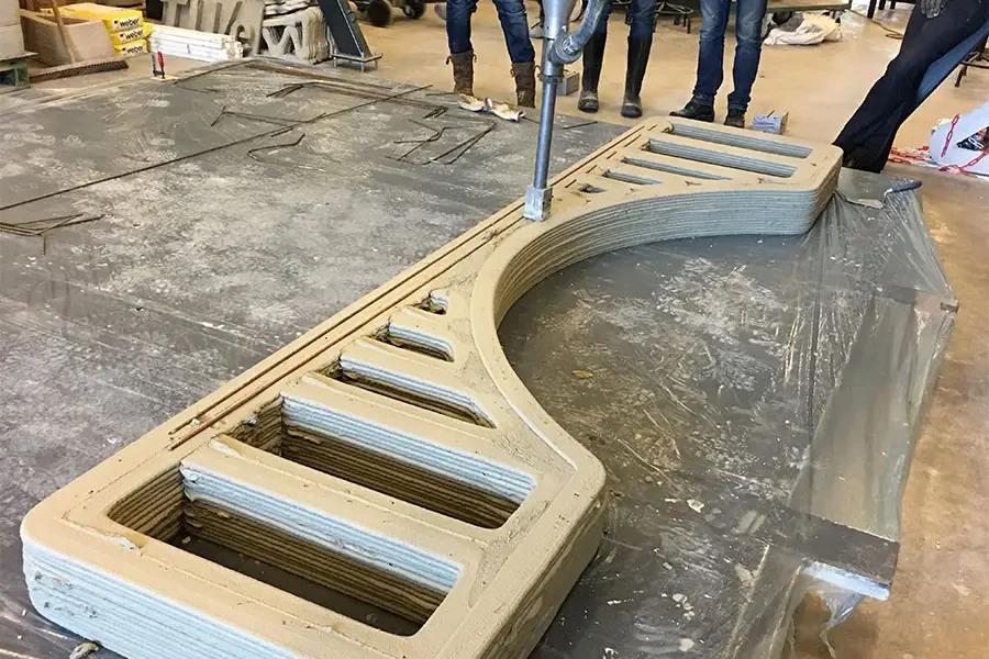 Printed concrete bridge structure detail